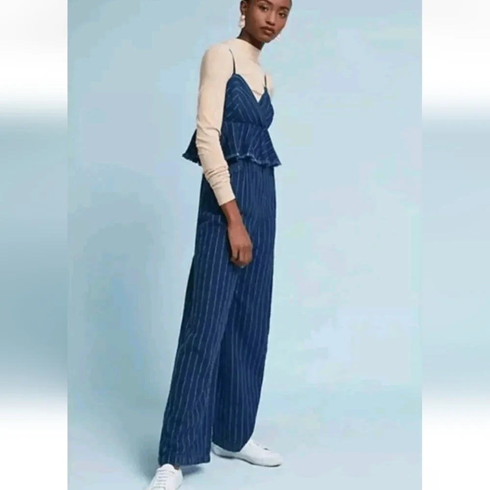 Anthropologie Pinstripe Jumpsuit - Picture 2 of 10